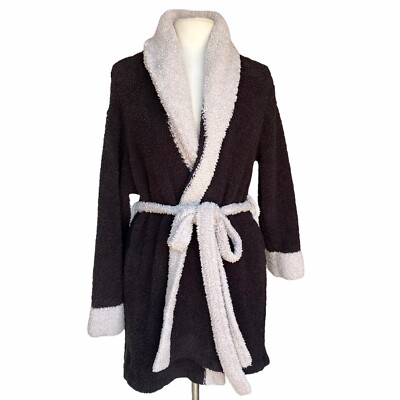 BAREFOOT DREAMS Robe Size 1 ESPERSSO STONE Cozychic Contrast Trim Shawl collar-image