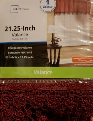 NEW! Mainstays Macrame Tailored Valance 21