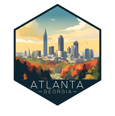 Atlanta Georgia Design A Souvenir Fridge Magnet 2-Inch Black-image
