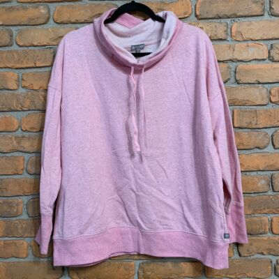 T by Talbots Womens XL Sweatshirt Pink Cowl Neck Pullover Cozy Loungewear Funnel-image