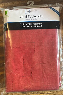 Mainstays Vinyl Tablecloth - Red Sedona Rectangle 52” X 70” Chloride Free Peva-image