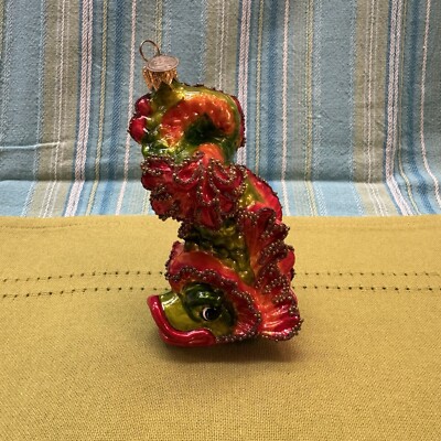 Pier 1 Imports Chinese Dragon Koi Fish European Blown Glass Christmas Ornament-image