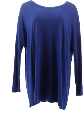 Soft Cozy Loungewear Ribed Long Slv Boxy Top INDIGO S NWOT (642)-image