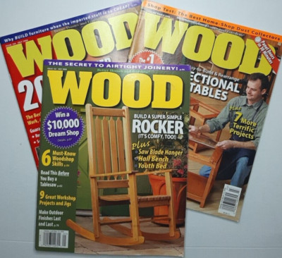 Wood Magazine Lot of 3 Issues 2008 Better Homes Gardens Tool Review Projects DIY-image