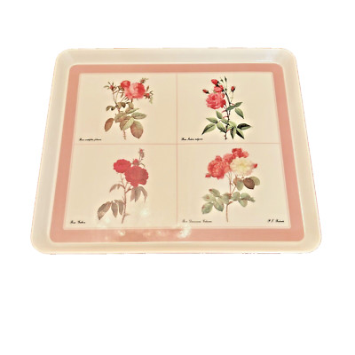 Vintage Melamine Serving Tray Roses Botanical Shabby Chic Cottagecore Italy 90s-image
