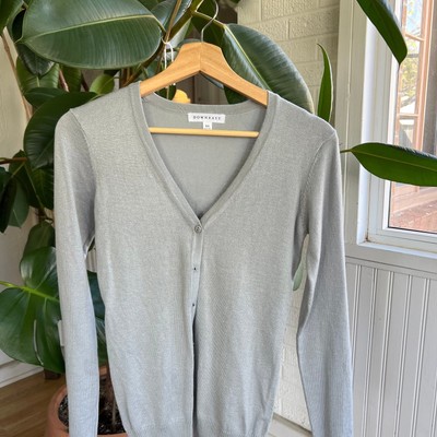 Downeast Button Up Cardigan Womens M North Blue V-Neck Stretch Cozy Long Sleeve-image