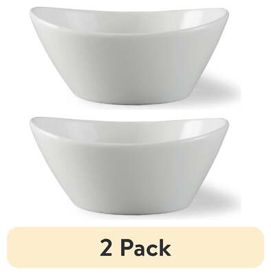 (2 Pack) Better Homes & Gardens White Porcelain Wavy Serve Bowl Dishwasher Safe-image