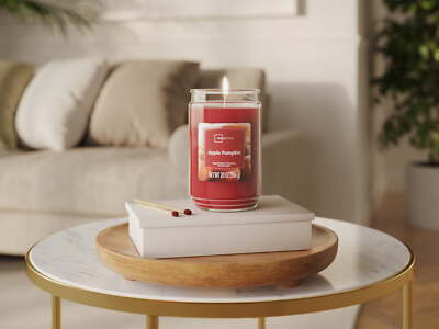 20 oz Apple Pumpkin Scented Single-Wick Large Glass Jar Candle Non-toxic-image