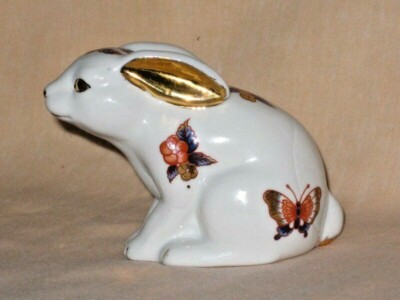 Enesco Imports Bunny Rabbit Porcelain Figurine Easter Flowers Butterflies Design-image