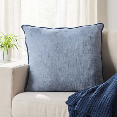 Better Homes & Gardens Washed Indigo Blue Cotton Gauze Fringe Decorative Pillow-image