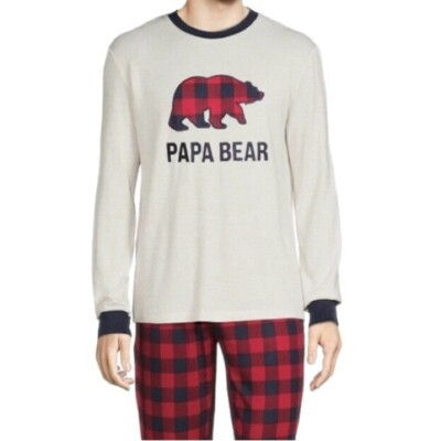 Dearfoams Cozy Comfort Papa Bear Sleep shirt Mens Size L Festive Holiday Comfy-image