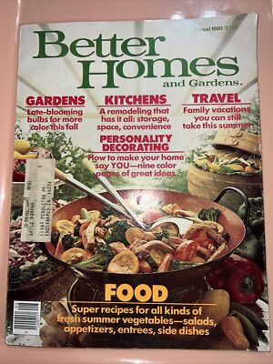 VTG Better Homes and Gardens Aug 1980 Food Crafts Gardening Travel Free Shipping-image