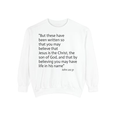 Cozy Unisex Garment-Dyed Sweatshirt for Everyday Comfort with Bible verse-image