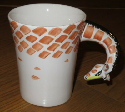 PIER 1 IMPORTS White GIRAFFE Ceramic Cup MUG w/ Neck/Head HANDLE-image