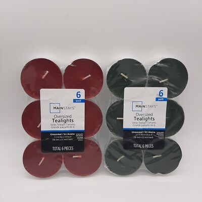 Mainstays Oversized Tealight Candles (Three) (6) Pack Blue/Green/Red-image