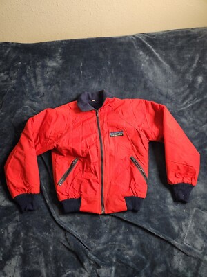 Vintage 90s Patagonia Bomber Jacket Womens Size XS Red Blue Lined Full Zip USA-image