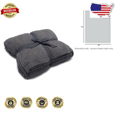 Luxurious 100% Polyester Ribbed Blanket in Graphite - Perfect for Cozy Nights-image