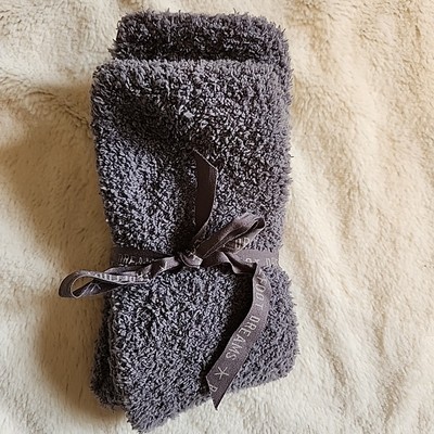 NEW Barefoot Dreams Cozy Chic Dark Gray Fuzzy Socks Women's Size Small Medium-image