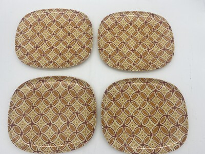 Pier 1 Imports Melamine Dinner Plates Geometric Design Set Of 4 Rectangle Plates-image