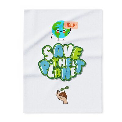 Cozy Arctic Fleece Blanket, message, save the planet, 30