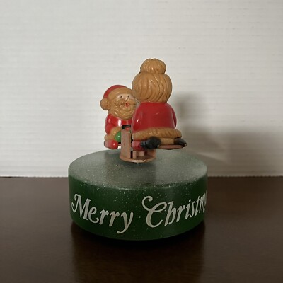 1981 Vintage Christmas Yuletide Santa Plastic Teeter Totter Wind Up Music Box-image