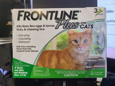 Frontline Plus for Cats & Kittens Flea & Tick Treatment Over 1.5lb 3 Doses-image