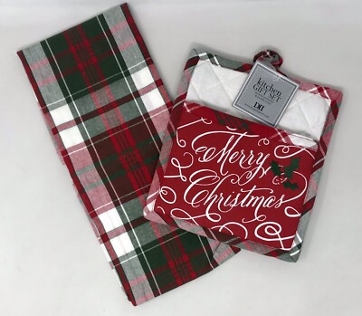 Design Imports Merry Christmas Potholder Kitchen Towel Gift Set, 2-pieces-image