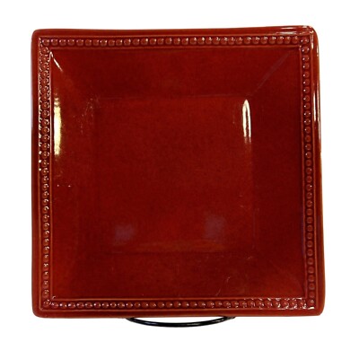 Pier 1 Imports Stoneware Spice Route Paprika Square Beaded Salad Plate 8.25