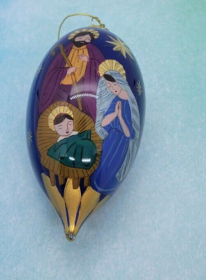 Pier 1 Imports Glass Christmas Ornament Li Bien 2014 Holy Family Peace Joy-image