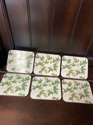 VTG 1991 Coasters Design Imports Jason Products Ivy Plant Green Leaf Cork Lot/6-image
