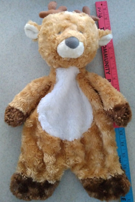 Baby Ganz BROWN Tan CHRISTMAS REINDEER Plush Security Blanket COZY Lovey EUC-image