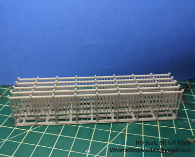 HO scale 6 ft tall wroght iron fence 5 pcs over 25 inches  HO2003-image