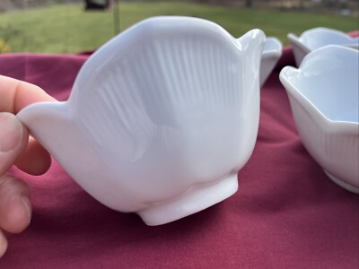 Pier 1 Imports - 4 White Lotus Porcelain Rice All Purpose Bowls  4.5” Immaculate-image