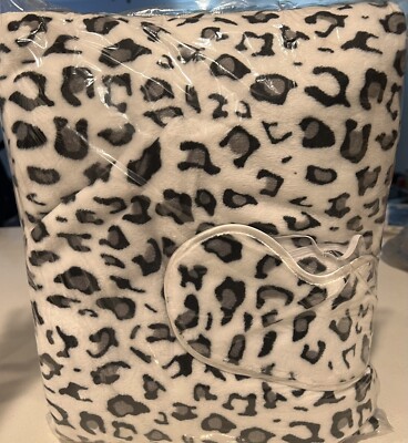 Soft Plush Throw and eye cover - White Leopard-image