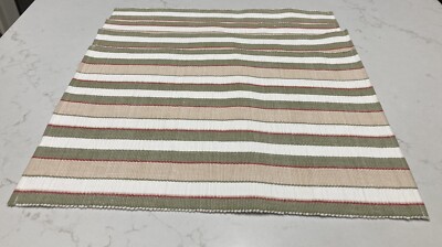 Pier 1 Imports Set Of 4 Striped Placemats Red, Green, White, Beige 100% Cotton-image