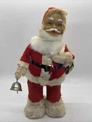 1950'S Vintage Mechanical Santa Claus Ringing Bell Wind Up Santa Tested WORKS-image