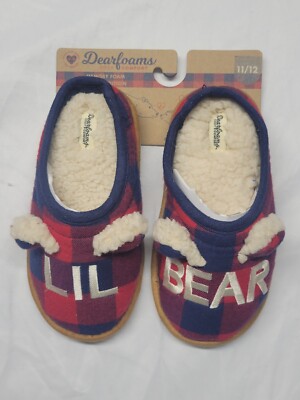Dearfoams Cozy Comfort Lil Bear Slippers Kids Size 11/12 New Limited Edition-image