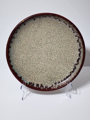 Pier 1 One Imports Crackle CHOP Plate Charger Serving Platter Stoneware 12.5