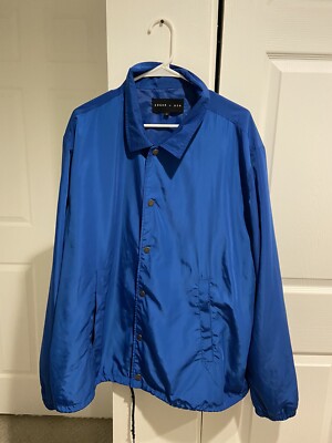 Edgar + Ash Mens Windbreaker Jacket Size 2XL Blue Button RN48711-image