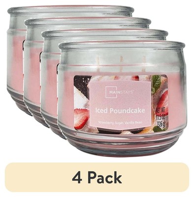 (4 pack) Mainstays Iced Poundcake Scented 3-Wick Glass Jar Candle, 11.5 oz.-image