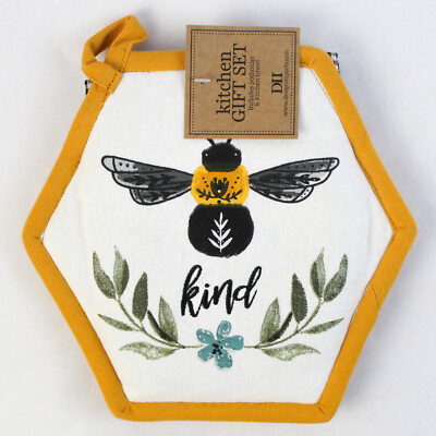 NWT 2 PC DII Kitchen Gift Set Bee-Themed Potholder and Kitchen Towel-image