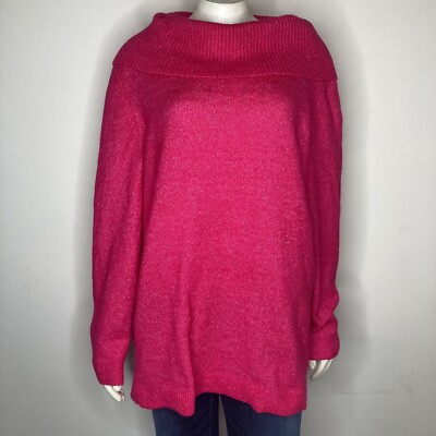 Lane Bryant Womens Cowl Neck Sweater Size 14 16 Pink Pullover Cozy Comfort-image