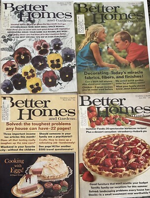 Lot Of 4 Better Homes & Gardens Magazines 1966 Recipes Home Decor Great Ads-image