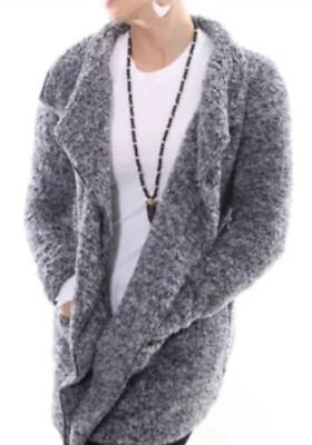 PJ Salvage Cozy Soft Two Tone Plush Sherpa Cardigan Size M Charcoal Gray-image