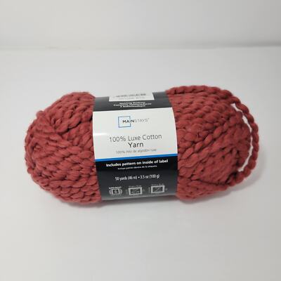 Mainstays 100% Luxe Cotton Yarn Rust Red Skein Super Bulky -image