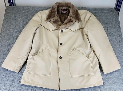 Vtg West Wind Sportswear Faux Fur Lined Coat Jacket Western Cowboy Mountain Sz L-image