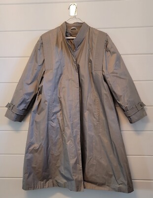 Vintage Fleet Street Champagne Taupe Rain Coat Women Sz 12 Long Sleeve Retro 80s-image