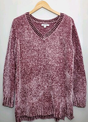Orvis Large womens chenille sweater berry purple mauve-image