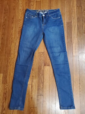 Wax Jean Cozy Up Knit Denim 90014 Stretch Skinny Dark Wash Blue Jeans Sz 13-image