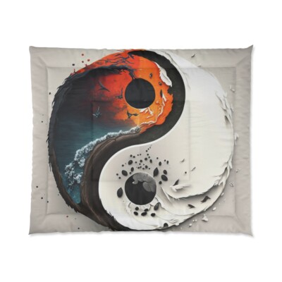 King Size Comforter Yin Yang Balance Meditation Mandala Zen Art Harmony-image